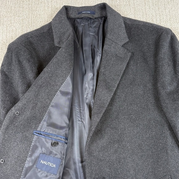 NEW Nautica Men's 48R Dark Gray Wool Blend Long Topcoat Overcoat